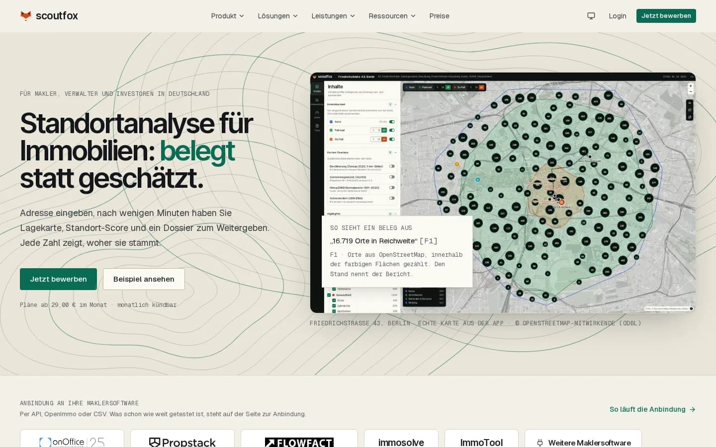 Oberfläche von scoutfox.de