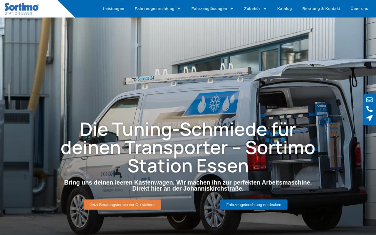 Startseite sortimo-essen.de, Fahrzeugeinrichtung